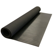 Load image into Gallery viewer, "Wide Rib" Rubber Flooring Mat - 1/8" Thick x 4ft x 10ft - Black Runner Mats