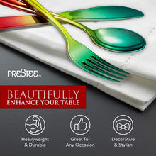 Load image into Gallery viewer, 120 Plastic Silverware Set | Rainbow Plastic Cutlery Set | Disposable Silverware Set | 40 Plastic Forks, 40 Plastic Spoons, 40 Plastic Knives | Rainbow Party Supplies Utensils | Wedding Flatware Set