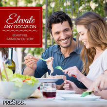 Load image into Gallery viewer, 120 Plastic Silverware Set | Rainbow Plastic Cutlery Set | Disposable Silverware Set | 40 Plastic Forks, 40 Plastic Spoons, 40 Plastic Knives | Rainbow Party Supplies Utensils | Wedding Flatware Set