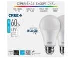 Load image into Gallery viewer, Cree 60W Equivalent Daylight (5000K) A19 Dimmable Exceptional Light Quality LED Light Bulb (2-Pack)