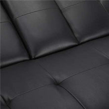 Load image into Gallery viewer, GJR LuxuryGoods Modern PU Leather Futon w/Cupholders &amp; Pillows, Black
