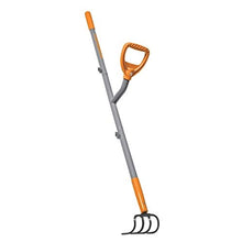 Load image into Gallery viewer, Ergieshovel ERG-CLTV45 4 Tine Garden Soil w/54 Shaft, 5 in 1 Piece Forged Steel Head Cultivator, Gray/Orange