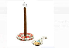 Load image into Gallery viewer, The Pioneer Woman Vintage Paper Towel Holder w/ Rose Shadow Spoon Rest