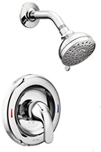 Load image into Gallery viewer, Moen 82604 Adler 1 Handle Tub &amp; Shower Faucet Nickel Finish Spot Resist Brushed 1 Watersense Bathtub Multi-Function Showerhead, Chrome