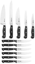 Load image into Gallery viewer, Sabatier 5236954 Stainless Steel Hollow Handle Edgekeeper Knife Block Set 16-Peice Bamboo