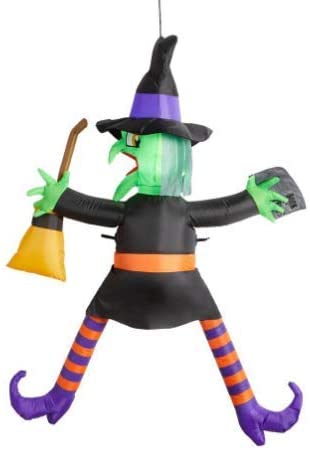Home Accents Holiday Cyber Distributors Halloween Inflatable Outdoor Crashing Witch Decoration - 5 Feet Tall