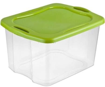 70-Quart See-Through Base Spicy Lime EZ Carry Storage Box Deep recessed lid for secure stacking with Comfortable Carry Thru Handles - Case of 6