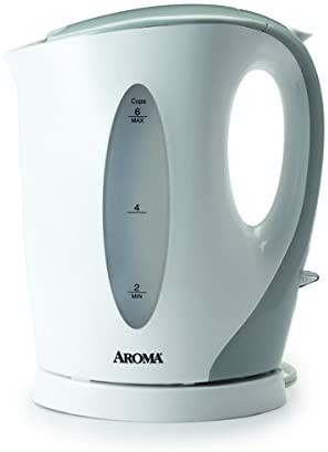 Aroma Housewares AWK-105 Electric Water Kettle, 1.7-Liter, White/Grey