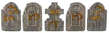 Halloween Decor Graveyard Tombstones 24 in. Sculpture Realistic Moss 5-Piece