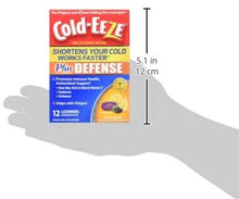 Load image into Gallery viewer, Cold-EEZE Plus Defense Cold-Shortening Lozenges, 12 Count, Cold Remedy, Citrus with Elderberry Flavor