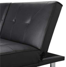 Load image into Gallery viewer, GJR LuxuryGoods Modern PU Leather Futon w/Cupholders &amp; Pillows, Black