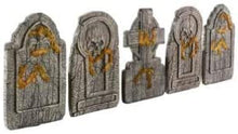 Load image into Gallery viewer, Halloween Decor Graveyard Tombstones 24 in. Sculpture Realistic Moss 5-Piece