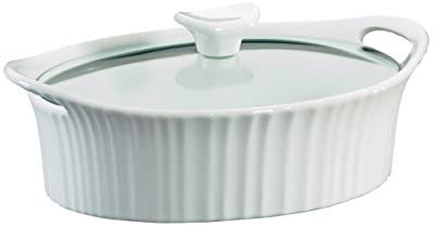 Corningware French White III Oval Casserole with Glass Cover, 1.5-Quart