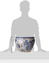 Load image into Gallery viewer, Oriental Furniture 14" Ladies Blue &amp; White Porcelain Fishbowl