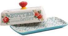 Load image into Gallery viewer, The Pioneer Woman Vintage Floral Salt and Pepper and Butter Dish Set
