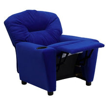 Load image into Gallery viewer, Contemporary Blue Microfiber Kids Recliner with Cup Holder