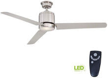 Load image into Gallery viewer, Home Decorators Collection Railey 60 in. Brushed Nickel LED Ceiling Fan W/ Remote