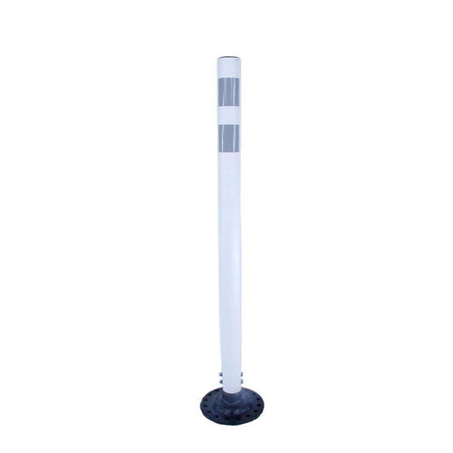 42 in. White Round Delineator Post with High-Intensity Band and Base