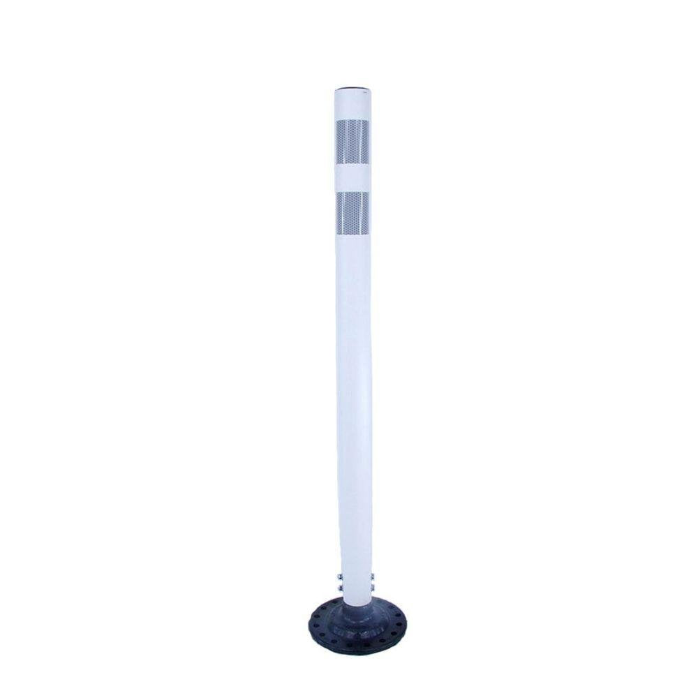 42 in. White Round Delineator Post with High-Intensity Band and Base