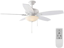 Load image into Gallery viewer, Hampton Bay North Pond 52 in. Matte White LED Ceiling Fan with Light Kit Works with Google Assistant and Alexa