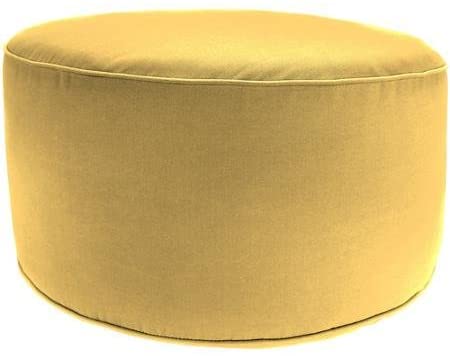 Jordan Manufacturing Round Outdoor Patio Pouf Ottoman, Canary Yellow
