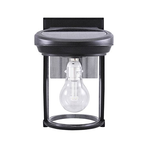 Gama Sonic GS-1B Coach Lantern Outdoor Solar Light Fixture, Wall Mount Sconce, Warm White LED, Black