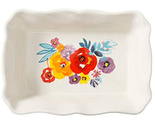 Load image into Gallery viewer, The Pioneer Woman Flea Market Decorated 9" Ruffle Top Pie Plate and 2.3 Quart Ruffle Top Bakeware