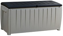Load image into Gallery viewer, Keter Novel 90 Gallon Resin Deck Box-Organization and Storage for Patio Furniture Outdoor Cushions, Throw Pillows, Garden Tools and Pool Toys, Grey/Black