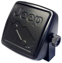 Load image into Gallery viewer, Mopar Officially Licensed Small, Wedge Mount Extension Speaker w/3.5mm Plug. Jeep Wordmark and Image Embossed Screen.