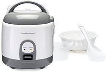 Load image into Gallery viewer, Hamilton Beach Mini Rice Cooker &amp; Food Steamer, 8 Cups Cooked (4 Uncooked), With Steam &amp; Rinse Basket, White (37508)