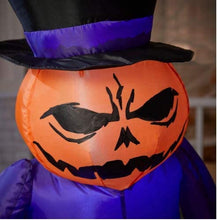 Load image into Gallery viewer, Home Accents Holiday Cyber Distributors Halloween Inflatable Outdoor Decoration Pumpkin Reaper with Top Hat - 5 Feet Tall