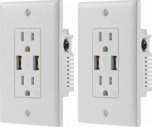 Dynex - 2.4A USB Wall Outlet - White