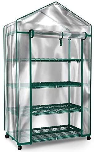 Home-Complete Mini Greenhouse-4-Tier Indoor Outdoor Sturdy Portable Shelves-Grow Plants, Seedlings, Herbs, or Flowers In Any Season-Gardening Rack