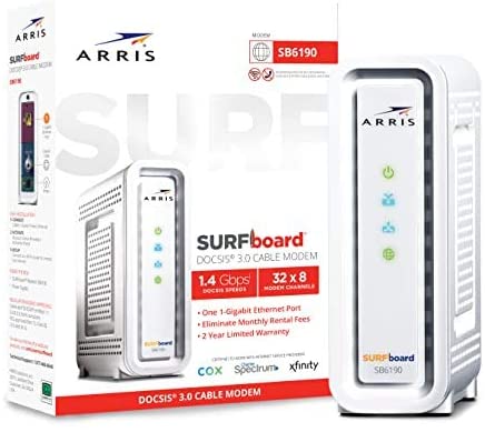 ARRIS Surfboard (32x8) DOCSIS 3.0 Cable Modem, Certified for Comcast Xfinity, Spectrum, Cox, Cablevision & More