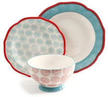 Load image into Gallery viewer, Happiness Rim Scalloped 12-Piece Dinnerware Set, Red, The Pioneer Woman