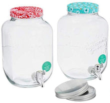 Load image into Gallery viewer, The Pioneer Woman Simple Homemade Goodness Double 1-Gallon Twin Set Drink Dispenser with Ice Bucket, 2 Mini Chalk Boards and Chalk Pencil