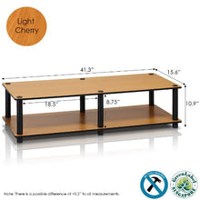 Load image into Gallery viewer, Furinno 11175LC(BK)/BK Just No Tools Wide Light Cherry Television Stand with Black Tube