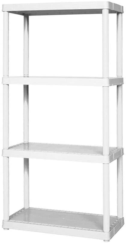 Gracious Living Easily Assembled Light Duty Solid Plastic Shelving Unit, White