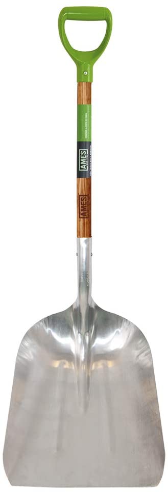 AMES 2672100 Aluminum Scoop with Hardwood Handle and D-Grip, 45-Inch
