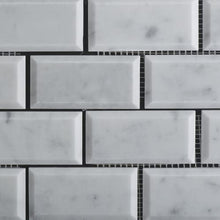 Load image into Gallery viewer, Bianco Carrara White Marble 2 X 4 Honed &amp; Beveled Brick Mosaic Tile - Lot of 50 sq. ft.