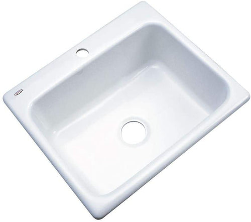 Inverness Drop-in Acrylic 25x22x9 in. 1-Hole Single Bowl Kitchen Sink in White