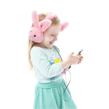 Load image into Gallery viewer, ReTrak Retractable Animalz Tangle-Free, Volume Limiting (85 dB) Over Ear Headphones for Kids, Pink Bunny (ETAUDFBNY)