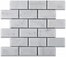 Load image into Gallery viewer, Bianco Carrara White Marble 2 X 4 Honed &amp; Beveled Brick Mosaic Tile - Lot of 50 sq. ft.