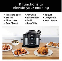 Load image into Gallery viewer, Ninja Foodi 6.5qt Pro 11-in-1 FD302 Sous Vide, Pressure Cooker, Air Fryer/Crisper, Dehydrate, Slow Cook, Steam, Make Yogurt, Bake/Roast, Sear/Sauté, and Keep Foods Warm Inside the Pot, with a Stainless Finish PLUS 2 Accessories