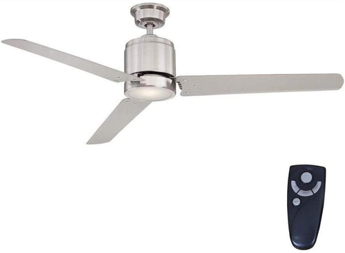 Home Decorators Collection Railey 60 in. Brushed Nickel LED Ceiling Fan W/ Remote