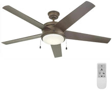 Load image into Gallery viewer, Portwood 60 in. LED Espresso Bronze Ceiling Fan and WiFi Remote Control works with Google and Alexa