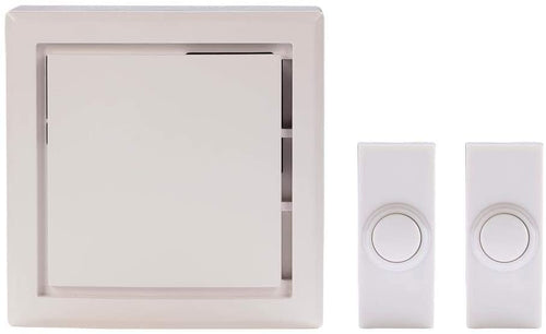 Hampton Bay Wireless Plug-In Door Bell Kit with 2-Push Buttons in White. HB-7732-03