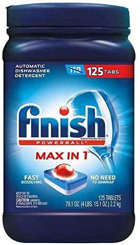Finish Max in 1 Plus Dishwasher Detergent 125-Count Easy to use Wrapper Free Powerball Tabs in Convenient Mess Free (1 Pack (125 Tabs))