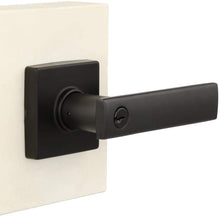 Load image into Gallery viewer, Westwood Matte Black Keyed Entry Lever with Square Rose