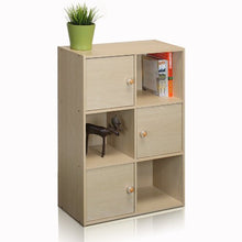 Load image into Gallery viewer, Furinno 11189SBE Pasir 3 Tier Shelf with 3 Door/Round Handle, Steam Beech